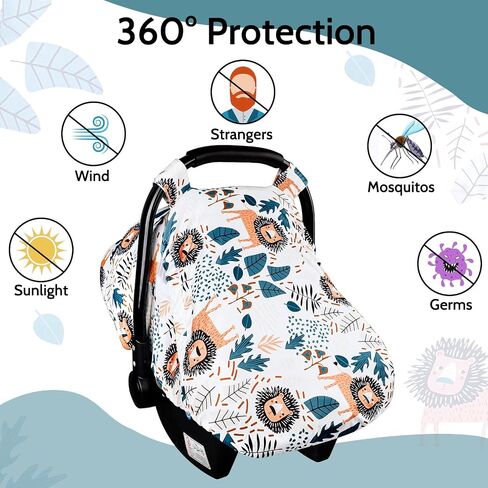 SWESEN Baby Car Seat Cover, Flower Carseat Cover Girls, Cozy Sun & Summer Cover, Stretchy Newborn Carseat Canopy with Zipper and Mesh in Saudi Arabia
