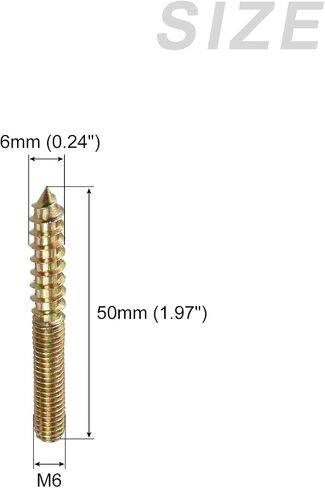 METALLIXITY Double Ended Screws (M6x50mm) 10pcs, Hanger Bolts Carbon Steel Self-Tapping Double Sided Screws - for Home Repairs in Saudi Arabia