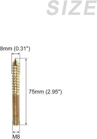 METALLIXITY Double Ended Screws (M6x50mm) 10pcs, Hanger Bolts Carbon Steel Self-Tapping Double Sided Screws - for Home Repairs in Saudi Arabia
