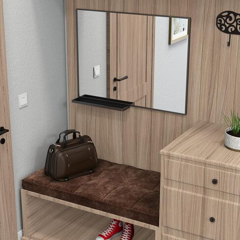 CRATE&COOP Bathroom Black Mirror for Wall,32x26 Inch Wall Mirror for Bathroom Over Sink, Rectangle Metal Frame Bathroom Vanity Mirror (32" Blacck) in Saudi Arabia