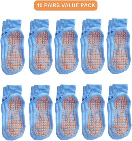 جوارب للأطفال الصغار مع مقابض جوارب ترامبولين مضادة للانزلاق للأطفال، 10 عبوات in Kuwait
