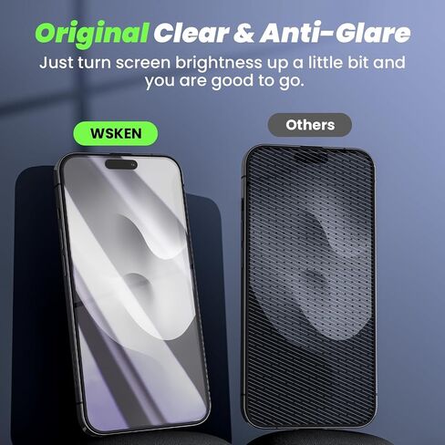 WSKEN for iPhone 15 Pro Max 360° Privacy Screen Protector [4 Way Anti Spy] [Zero Bubble] [Auto Dust-Remove] Full Coverage 9H+ Tempered Glass 10X Shockproof HD Anti Peep Film - 2 Pack in Saudi Arabia