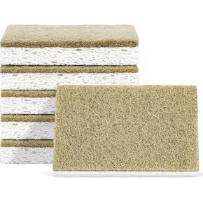 6 Pack Natural Kitchen Sponges, Non-Scratch Scrub Sponge for Dishes, Scratch Free Sponges for Dishes, No-Stick Cookware