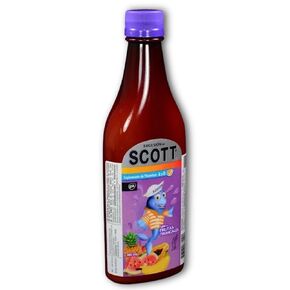 YAHVE - Emulsion de Scott - Sabor Frutas Tropicales (tropical fruit) (360 ml - 12.17 Fl Oz) - Aceite de hígado de bacalao - con vitamina A y Calcio, suplemento dietético para niños.