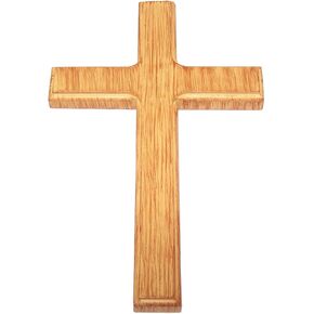 Holy Land Market Resin Cross - Olive Wood Tone - Very Smooth Wall Cross (7.6 Inches)