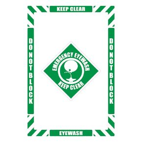 NMC Emergency Eye Wash, Keep Clear Walk-On Floor Marking Kit, Configurable (Includes 12 X 12 Center Floor Sign and Marking Strips with Corner Angles), Textured Non-Slip Surface, WFK01, Multi-Color