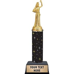 11 Inch Beauty Queen Trophies - Black Midnight Beauty Queen Waiving Trophy Awards Prime