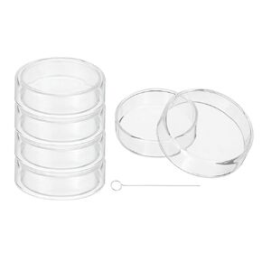 PATIKIL 90mm High Borosilicate Glass Petri Dishes with Lids, 5 Pack Petri Plates with a Inoculation Loop for Lab Science Experiment, Clear