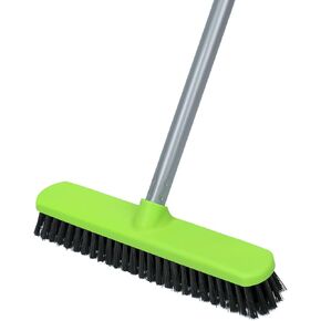 Floor Scrub Brush with Long Handle, Stiff Bristle Deck Scrubber Brush for Cleaning Tile Shower Patio Garage Kitchen Pool