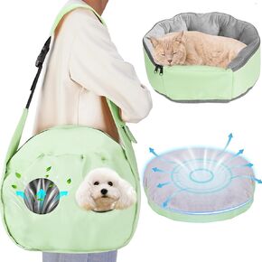 Dual-use Small Dog Carrier Sling &Pet Nest, Pet Sling Carrier for Small Dogs with Thick Padded Support, Adjustable Strap Reversible Puppy Pouch with Breathable Mesh, Dog/Cat Travel Bag/Bed for Outdoor