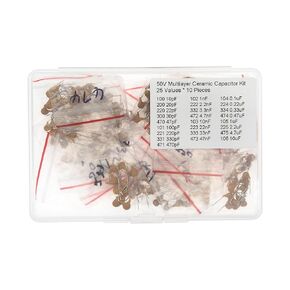 25 Values * 10 Pieces 50V 5.08mm Multilayer Ceramic Monolithic Capacitor Kit 10 20 22 30 47 100 220 330 470 pF, 1.0 2.2 3.3 4.7 10 22 33 47 nF, 0.1 0.22 0.33 0.47 1.0 2.2 4.7 10 uF