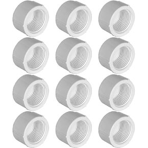 YSIL 3/4 Inch PVC Cap Female End Cap Plug, Female Threaded Plug, PVC Threaded Water End Cap Connector PVC Pipe Fittings for Plumbing Water Line (12 Pack) White