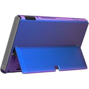 eXtremeRate DIY Console Back Plate Replacement Housing Shell Case with Kickstand for Nintendo Switch OLED Handheld Console – Black [Console and Joycon Without]