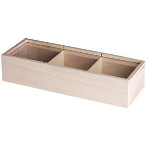 Hammont Wooden Case 3 Sectional Candy Gift Box (4 Pack)- 10.25''x3.75''x2.25'' Present Boxes and Best for Birthday, Wedding and Party Favors (Without Lid)
