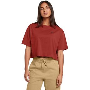 Under Armour Womens Boxy Crop Logo Short Sleeve T Shirt, (840) Earthen Orange / / Black, Large