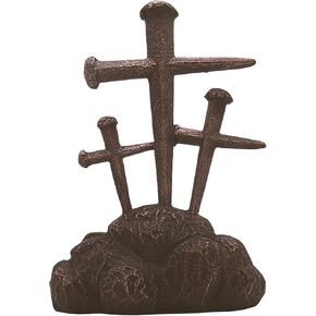 Standing 3 Crosses with Nail Design, Freestanding Decoration, Religious Gift, Symbolic Décor, 10.25 Inches