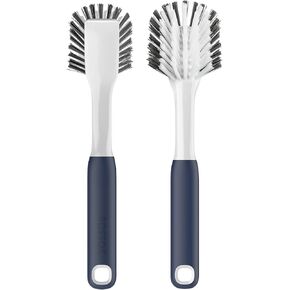 Kitchen Dish Brush with Scraper for Scrubbing Food Stains,Built for Cleaning Dish and Kitchen Sink,2 Pack