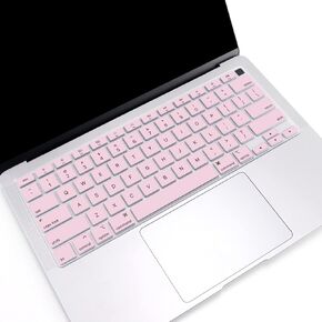 Silicone Keyboard Cover for Macbook Air 13 Inch 2022 2021 2020 Release A2179 A2337 M1 Chip with Touch Id Waterproof Magic Keyboard Cover Protector Skin,MacBook Air Accessories,Us Version,Ombre Pink