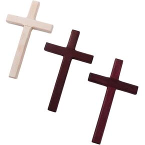 Leadigol 3PCS Wooden Cross,4.7in Hanging Wall Large Long Crucifix Small Wooden Cross for Home Decor