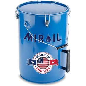 MirOil Oil Filter Pot Combo Set, Grease Bucket Oil Storage Pot, Safety Lid, Holds up to 55lbs Oil, Low Profile with Castor Mobility Base, Includes a B6PS Reusable Filter Bag