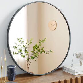 Sweetcrispy Gold Round Wall Mirror 24 Inch, Bathroom Mirrors for Over Sink, Circle Mirror for Bathroom, Entryway, Bedroom, Vanity