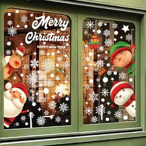 102 PCS Christmas Snowflake Window Clings Stickers for Glass, Xmas Decals Decorations Decals for Party, Double-Side Snowflake Window Clings for Winter Party Supplies