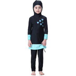 Muslim Swimsuits for Girls 2 Piece Full Coverage Girls Small Size Swimwear Burkini with Hijab