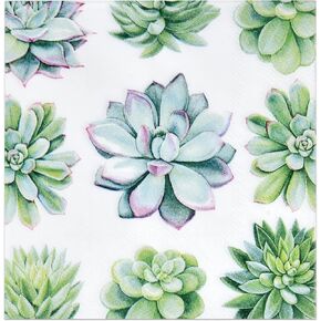 Gift Boutique 100 Cactus Paper Guest Towels for Bathroom Disposable Hand Towel Succulent Napkin for Decoupage Buffet Holiday Spring Mint Green Plants Decorations for Baby Shower Party Dinner