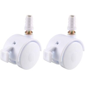 uxcell 1.5 Inch Swivel Caster Wheels Grip Neck Stem Caster White Furniture Wheel w Brake and Mounting Socket, 2pcs