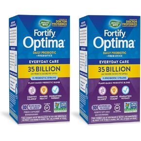 Nature’s Way Fortify Optima Daily Probiotic, 35 Billion CFU, 15 Strains, Prebiotic, 30 Capsules (Pack of 2)