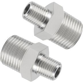 High Pressure Stainless Steel 304 Reducing Hex Nipple 3/4" NPT Male x 3/8" NPT Male Reducer Straight Connector Pipe Fitting 2pcs