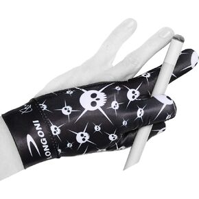 Longoni Billiard Pool Cue Glove Fancy Skull 4 for Left Hand