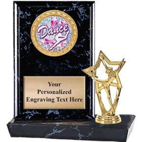 Crown Awards 6"X6" Dance Star Plaque Award, Dance Glitz Trophy with Custom Engraving, Prime