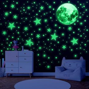Glow Stars for Ceiling 435 PCS Glow in Dark Stars Glow in The Dark Ceiling Stickers Glowing Stars Space Planet Universe Galaxy Blue Wall Decals for Kids Bedroom Nursery Living Room Decor