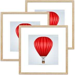 DABLUE 20x20 Frame 3 Pack Square 20 by 20 Picture Frames Display Pictures 16x16 with Mat or 20x20 Without Mat, Solid Wood Black Photo Frames for Wall