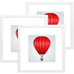 DABLUE 20x20 Frame 3 Pack Square 20 by 20 Picture Frames Display Pictures 16x16 with Mat or 20x20 Without Mat, Solid Wood Black Photo Frames for Wall