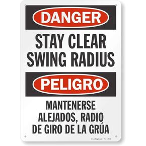 SmartSign “Danger: Stay Clear Swing Radius" Bilingual Sign | 10" x 14" Aluminum