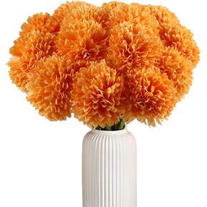 Artificial Ball Chrysanthemums Flowers, 12PCS Artificial Black Silk Flowers, Faux Mums for Gothic Home Decor, Indoor Floral Arrangement, Halloween Table Centerpiece (12, Black) in Kuwait