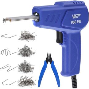 WEP 960-VII Plastic Welder Kit 110V with Ergonomic Grip and LED lights with 350 Hot Staples and Pliers for Car Bumper Plastic Welding, Plastic Gas Tank Repair, a Great Automotive Tools for Mechanics