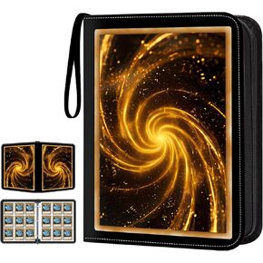 Card Binder for Lorcana Cards, Premium 9 Pocket Trading Card Album Fits 900 Cards with 50 Removable Sleeves Compatible with TCG, MTG, Sports, Game Trading Cards (Black)