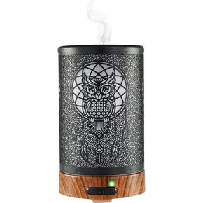 HOME-X ناشر زيت مع غطاء غزال معدني منحوت، ناشر زيوت عطرية بالموجات فوق الصوتية، ناشر روائح علاجية متغير اللون، وضعان للرذاذ، إيقاف تلقائي، 3 1/2 بوصة طول × 3 1/2 بوصة عرض × 6 بوصة ارتفاع، أسود in Kuwait