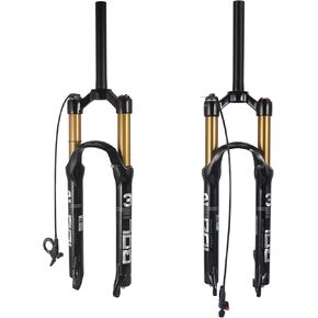 Bike Suspension Fork MTB Bicycle Magnesium Alloy Suspension Front Fork 26/27.5/29 inch, Straight Steerer and Tapered Steerer Air Fork (Manual Lockout - Remote Lockout)