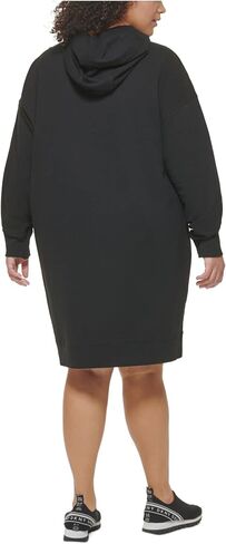 DKNY Sport Womens Plus Fleece Hoodie Sweatshirt Dress B/W 2X Black in Saudi Arabia