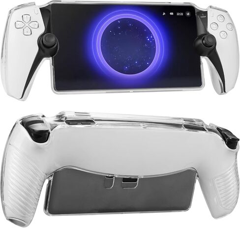 Protective Cover Compatible with PS Portal, Clear Hard Cover Shell All-Round Skin with Kickstand and 2 Thumb Grip Caps Compatible with Playstation Portal Remote Player Controller Accessories in Saudi Arabia