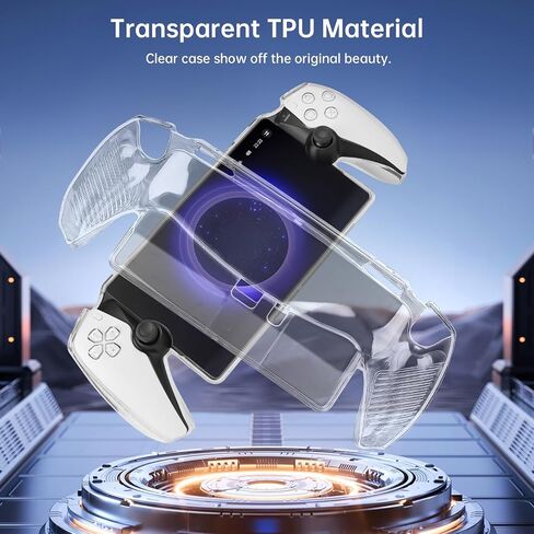 Protective Cover Compatible with PS Portal, Clear Hard Cover Shell All-Round Skin with Kickstand and 2 Thumb Grip Caps Compatible with Playstation Portal Remote Player Controller Accessories in Saudi Arabia