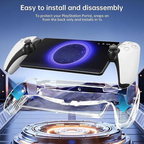 Protective Cover Compatible with PS Portal, Clear Hard Cover Shell All-Round Skin with Kickstand and 2 Thumb Grip Caps Compatible with Playstation Portal Remote Player Controller Accessories in Saudi Arabia