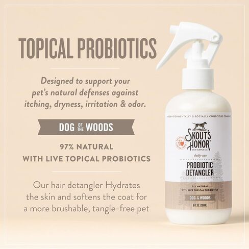 Skout’s Honor: Probiotic Detangler With Avocado Oil Hydrates and Deodorizes Fur, Supports Pet’s Natural Defenses, PH-Balanced, Sulfate Free - Lavender 8 oz. in Saudi Arabia