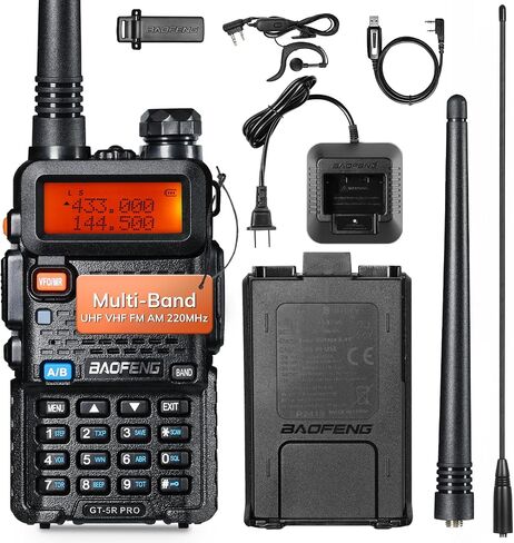 راديو BAOFENG GT-5R PRO Ham محمول باليد، راديو مزدوج النطاق 5 وات، إصدار مطور من UV-5R، UHF/VHF/FM/Airband/NOAA متعدد النطاق مع 128 CH، بطارية 1800 مللي أمبير في الساعة، يدعم CHIRP in Saudi Arabia