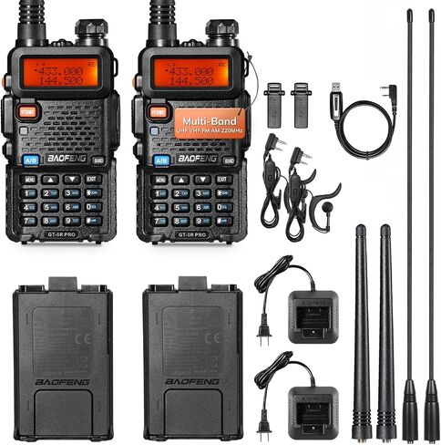 راديو BAOFENG GT-5R PRO Ham محمول باليد، راديو مزدوج النطاق 5 وات، إصدار مطور من UV-5R، UHF/VHF/FM/Airband/NOAA متعدد النطاق مع 128 CH، بطارية 1800 مللي أمبير في الساعة، يدعم CHIRP in Saudi Arabia