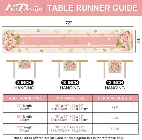 AnyDesign Pink Pumpkin Table Runner Gold Foil Fall Table Cover Autumn Dining Table Decoration for Thanksgiving Harvest Farmhouse Indoor Outdoor Home Party Supplies, 13 x 72 Inch in Saudi Arabia